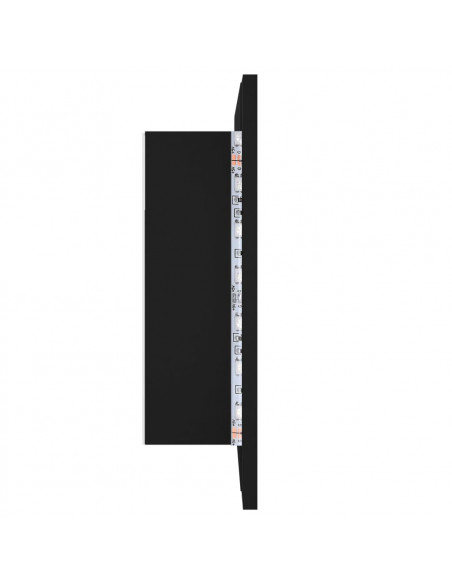 Armadietto a Specchio con Luci LED Nero 60x12x45 cm in Acrilico
