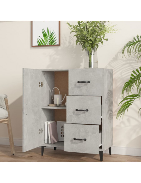 Credenza Grigio Cemento 69,5x34x90 cm in Legno Multistrato