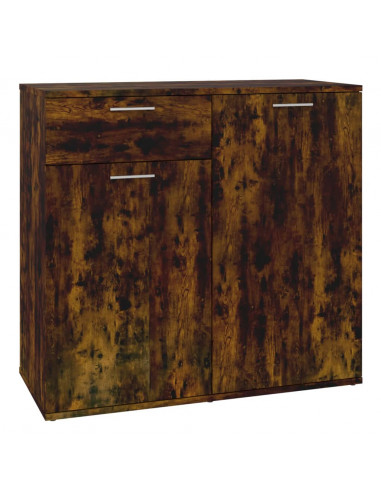 Credenza Rovere Fumo 80x36x75 cm in Legno Multistrato