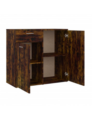 Credenza Rovere Fumo 80x36x75 cm in Legno Multistrato