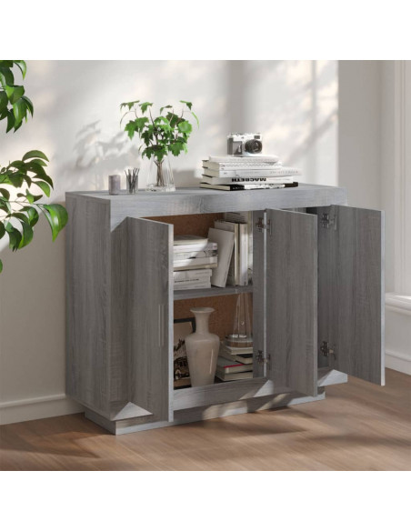 Credenza Grigio Sonoma 92x35x75 cm in Legno Multistrato