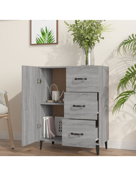 Credenza Grigio Sonoma 69,5x34x90 cm in Legno Multistrato