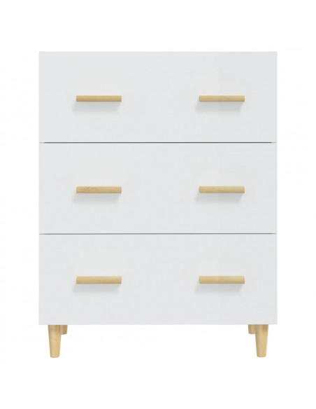 Credenza Bianco Lucido 70x34x90 cm in Legno Multistrato