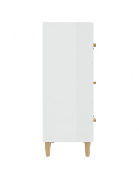 Credenza Bianco Lucido 70x34x90 cm in Legno Multistrato