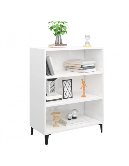 Credenza 69,5x32,5x90 cm Bianco Lucido in Legno Multistrato