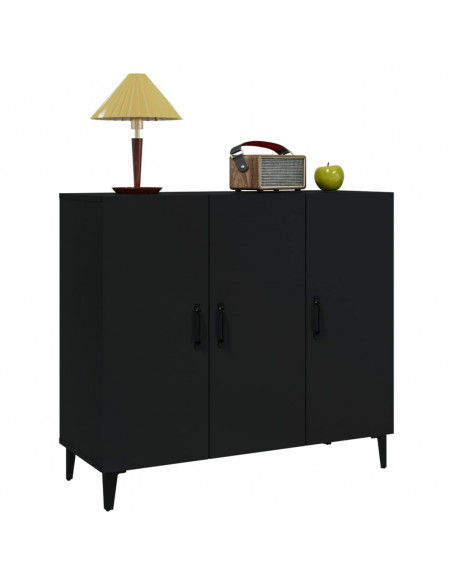 Credenza Nera 90x34x80 cm in Legno Multistrato