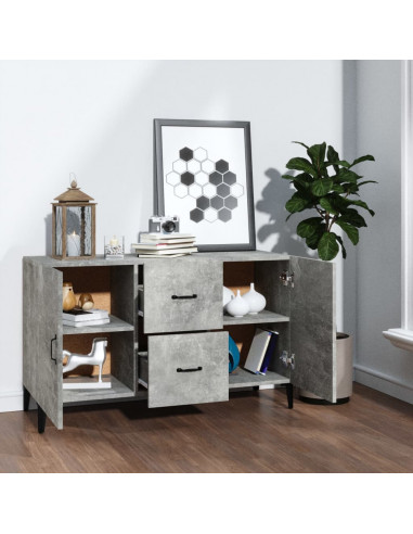 Credenza Grigio Cemento 100x36x60 cm in Legno Multistrato