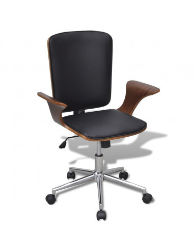Sedia da Ufficio Girevole in Legno Curvato e Similpelle