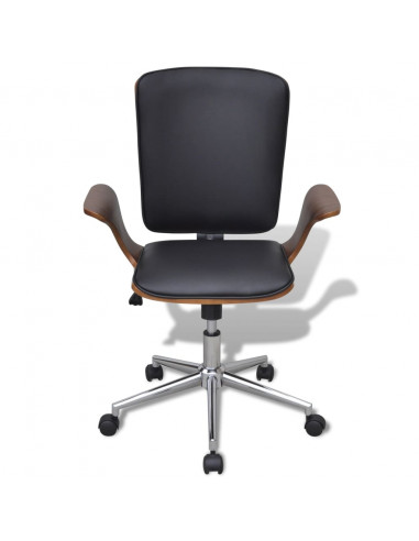 Sedia da Ufficio Girevole in Legno Curvato e Similpelle