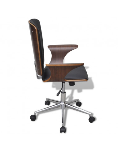 Sedia da Ufficio Girevole in Legno Curvato e Similpelle
