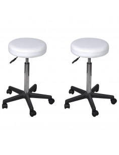 Sgabelli da Ufficio 2 pz Bianchi 35,5x84 cm in Similpelle 2