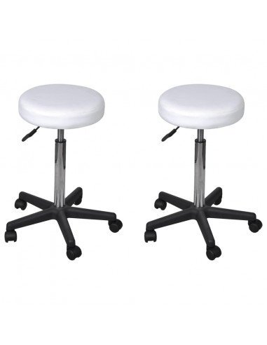 Sgabelli da Ufficio 2 pz Bianchi 35,5x84 cm in Similpelle
