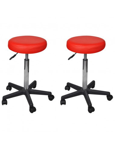 Sgabelli da Ufficio 2 pz Rossi 35,5x84 cm in Similpelle