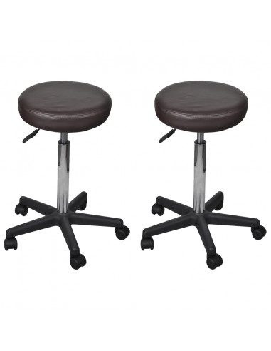 Sgabelli da Ufficio 2 pz Marroni 35,5x84 cm in Similpelle
