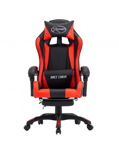 Sedia da Gaming con Poggiapiedi Rossa e Nera in Similpelle