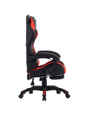 Sedia da Gaming con Poggiapiedi Rossa e Nera in Similpelle