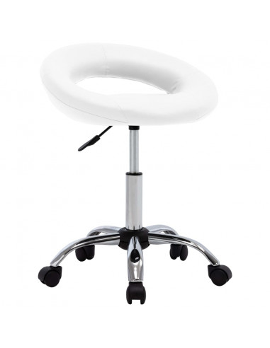 Sedia da Lavoro con Ruote Bianca in Similpelle