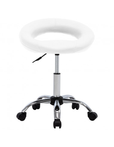 Sedia da Lavoro con Ruote Bianca in Similpelle