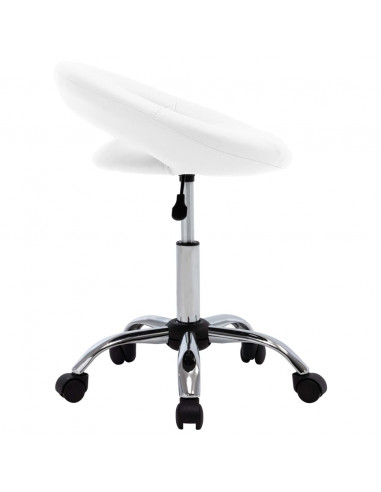 Sedia da Lavoro con Ruote Bianca in Similpelle