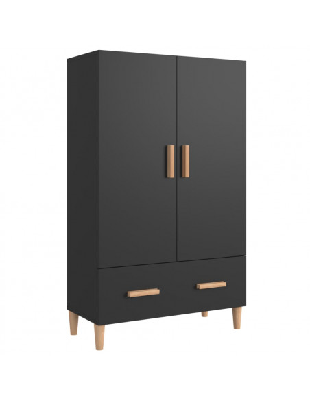 Credenza Nera 70x31x115 cm in Legno Multistrato