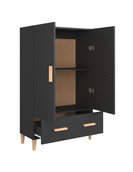 Credenza Nera 70x31x115 cm in Legno Multistrato