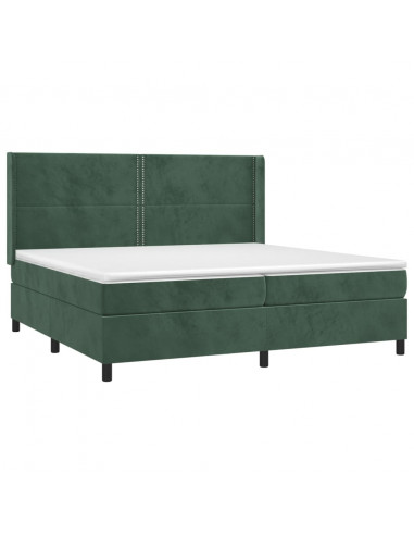 Giroletto a Molle con Materasso Verde Scuro 200x200 cm Velluto