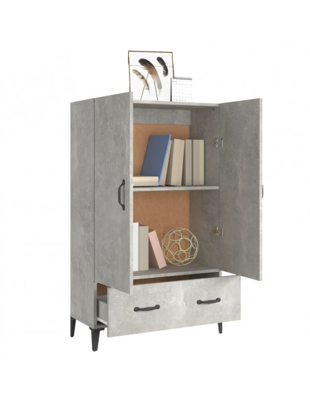 Credenza Grigio Cemento 70x31x115 cm in Legno Multistrato