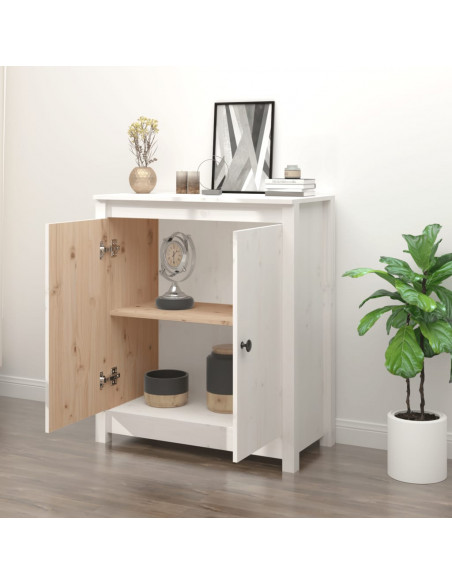 Credenza Bianca 70x35x80 cm in Legno Massello di Pino