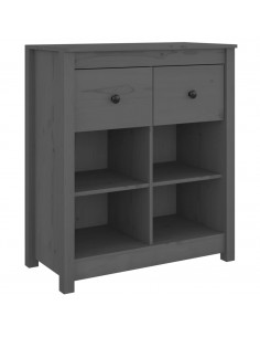 Credenza Grigia 70x35x80 cm in Legno Massello di Pino 2