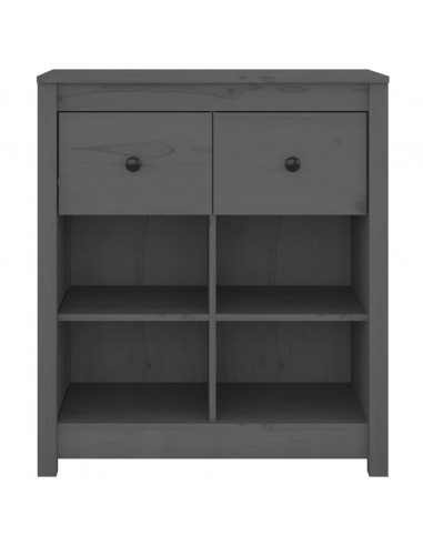 Credenza Grigia 70x35x80 cm in Legno Massello di Pino