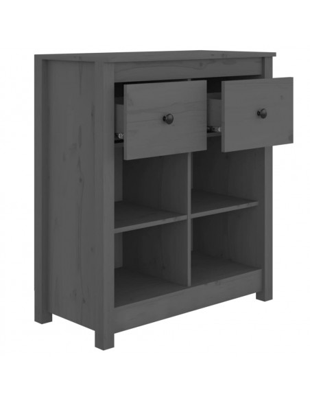 Credenza Grigia 70x35x80 cm in Legno Massello di Pino