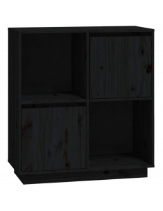 Credenza Nera 74x35x80 cm in Legno Massello di Pino 2