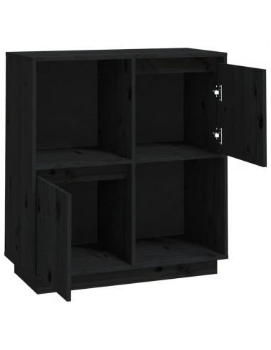 Credenza Nera 74x35x80 cm in Legno Massello di Pino