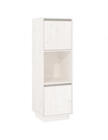 Credenza Bianca 38x35x117 cm in Legno Massello di Pino