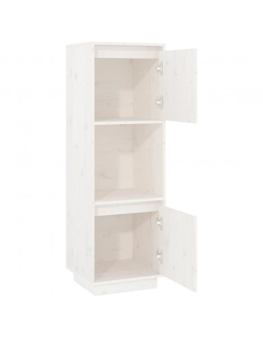 Credenza Bianca 38x35x117 cm in Legno Massello di Pino