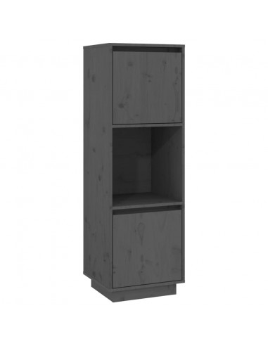 Credenza Grigia 38x35x117 cm in Legno Massello di Pino