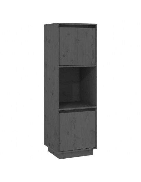 Credenza Grigia 38x35x117 cm in Legno Massello di Pino