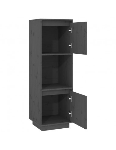 Credenza Grigia 38x35x117 cm in Legno Massello di Pino