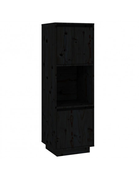 Credenza Nera 38x35x117 cm in Legno Massello di Pino