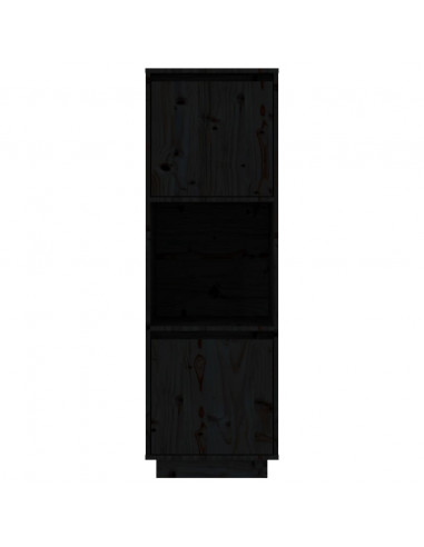 Credenza Nera 38x35x117 cm in Legno Massello di Pino