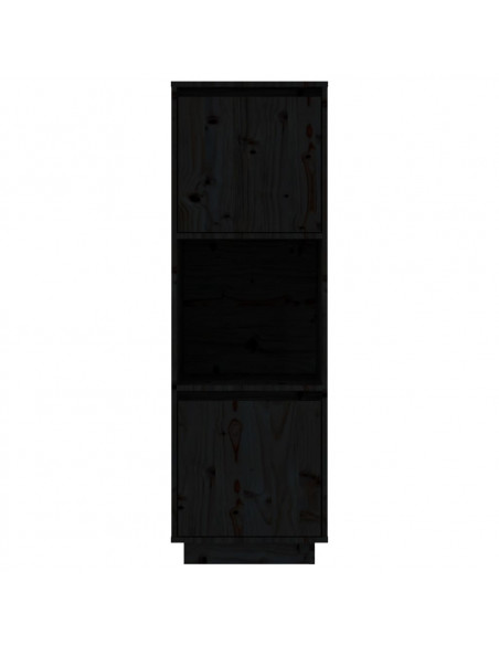 Credenza Nera 38x35x117 cm in Legno Massello di Pino