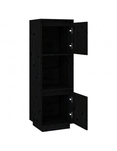 Credenza Nera 38x35x117 cm in Legno Massello di Pino