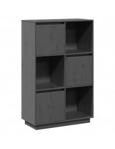 Credenza Grigia 74x35x117 cm in Legno Massello di Pino 2