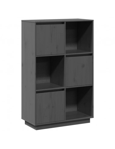 Credenza Grigia 74x35x117 cm in Legno Massello di Pino