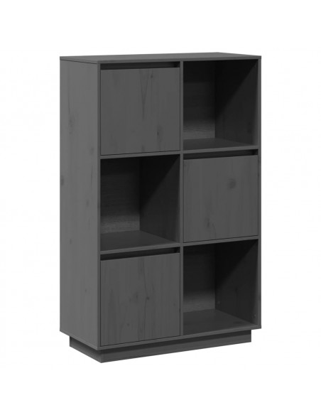 Credenza Grigia 74x35x117 cm in Legno Massello di Pino