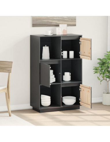 Credenza Grigia 74x35x117 cm in Legno Massello di Pino