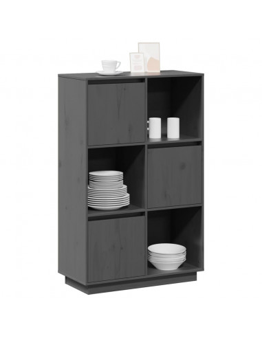 Credenza Grigia 74x35x117 cm in Legno Massello di Pino