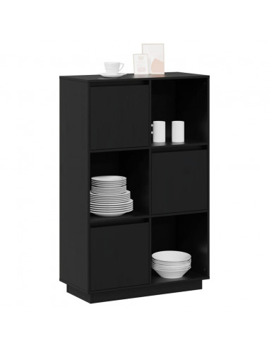 Credenza Nera 74x35x117 cm in Legno Massello di Pino