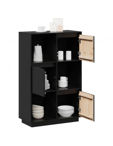 Credenza Nera 74x35x117 cm in Legno Massello di Pino