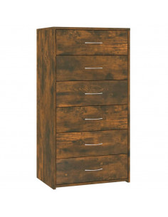Credenza 6 Cassetti Rovere Fumo 50x34x96cm in Legno Multistrato 2